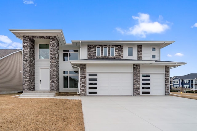 prairie-style house with a garage