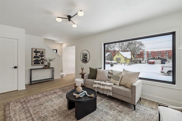 living room featuring hardwood / wood-style flooring