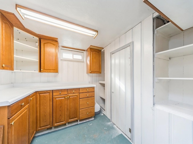 kitchen with concrete flooring