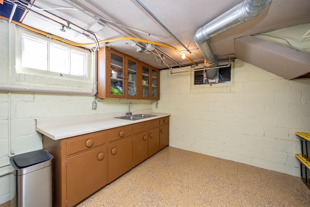 2711 Westover Blvd, Des Moines, IA 50322 - below grade area with a sink and concrete block wall