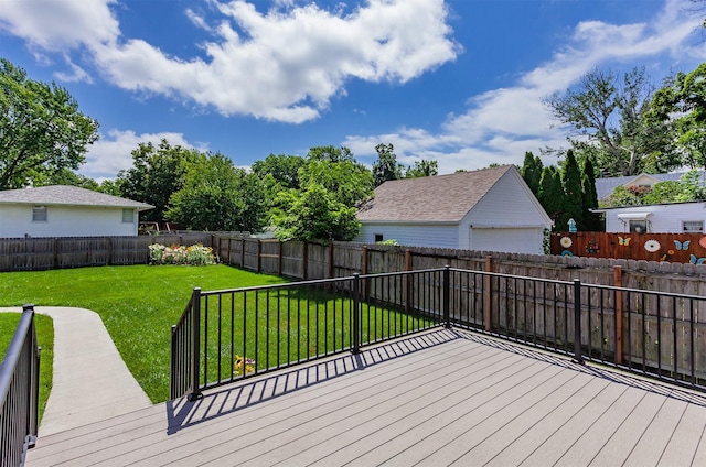 2711 Westover Blvd, Des Moines, IA 50322 - wooden deck with a fenced backyard and a garage