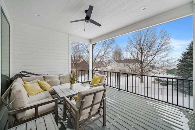 wooden terrace with ceiling fan