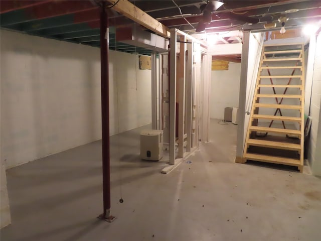 view of unfinished basement