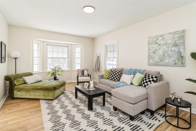 living room with hardwood / wood-style floors