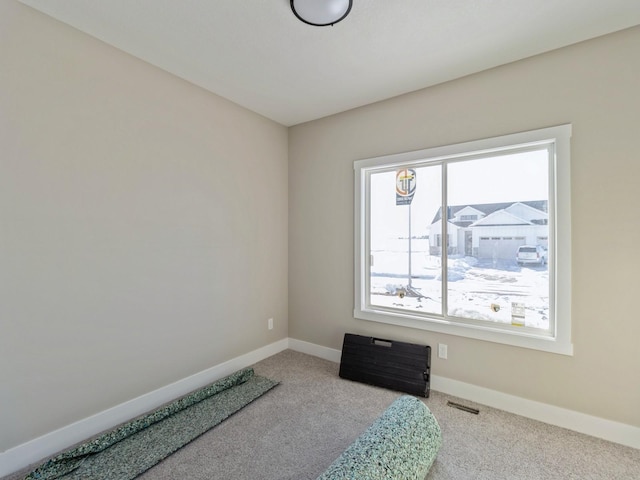 bedroom featuring light colored carpet