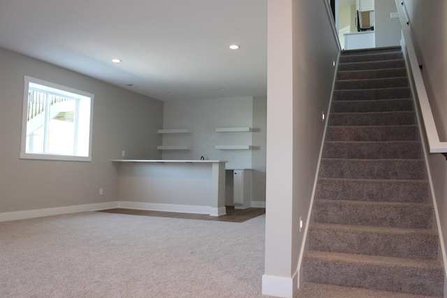 4651 180th St, Urbandale, IA 50323 - staircase featuring carpet and recessed lighting