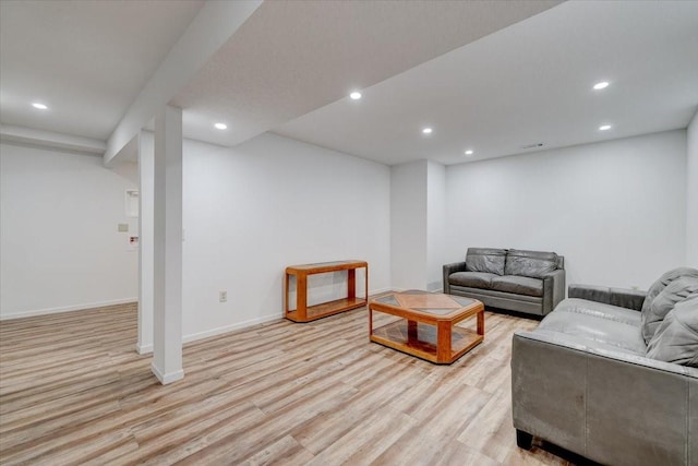 living room featuring light wood-type flooring