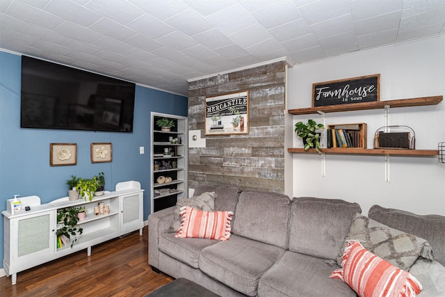 2003 Carroll St, Boone, IA 50036 - living room featuring built in shelves and wood finished floors