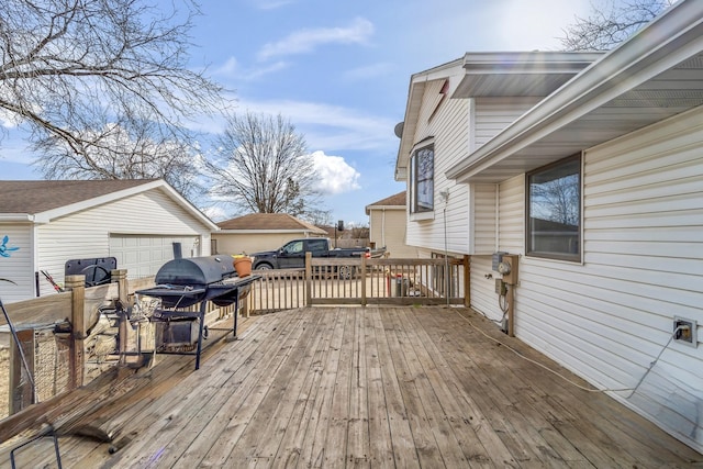 wooden deck with grilling area