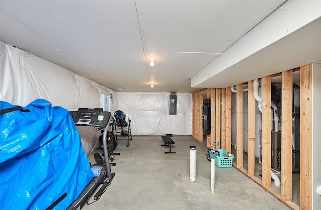 basement with electric panel