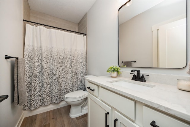 18274 Hidden Knl, Clive, IA 50325 - bathroom with toilet, vanity, wood finished floors, and curtained shower