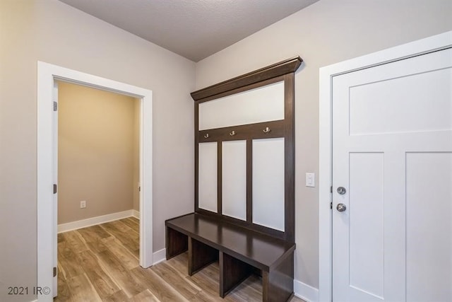 mudroom with baseboards and light wood-style floors