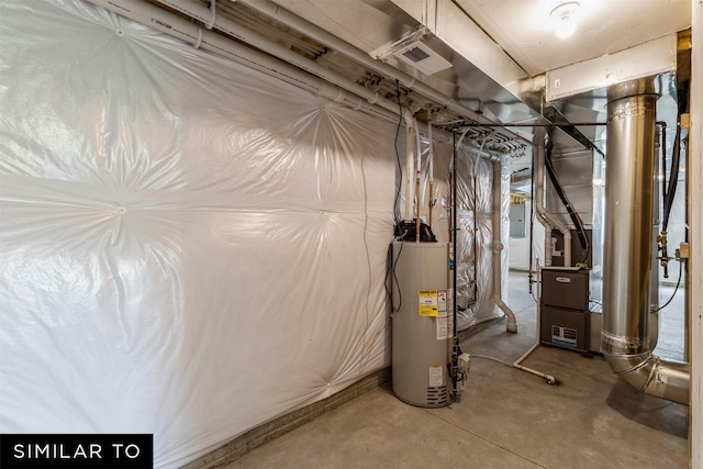 utility room with water heater