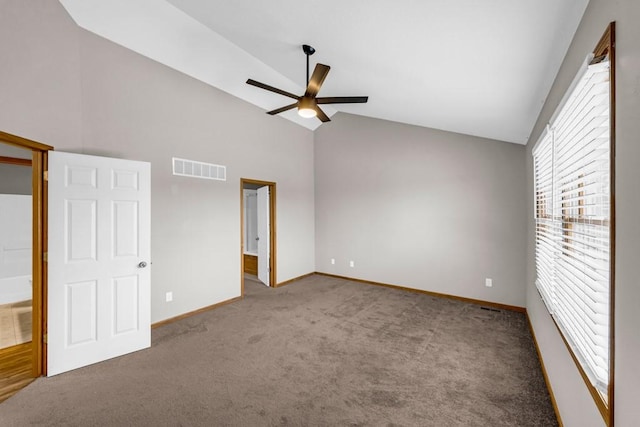 unfurnished bedroom featuring light carpet, ceiling fan, visible vents, and baseboards