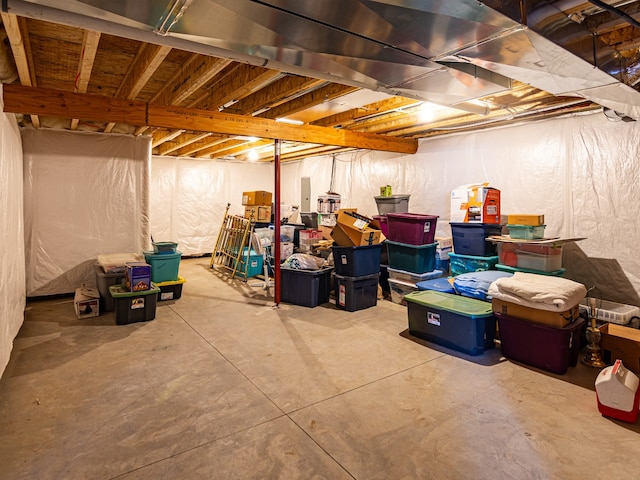 view of unfinished basement