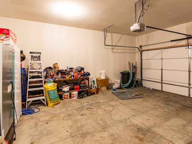 garage with a garage door opener