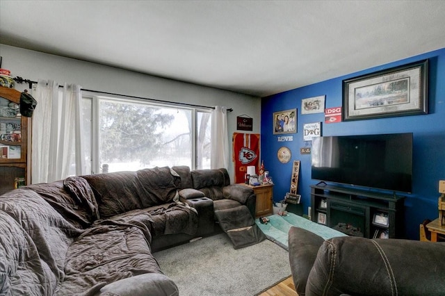 living room with wood finished floors