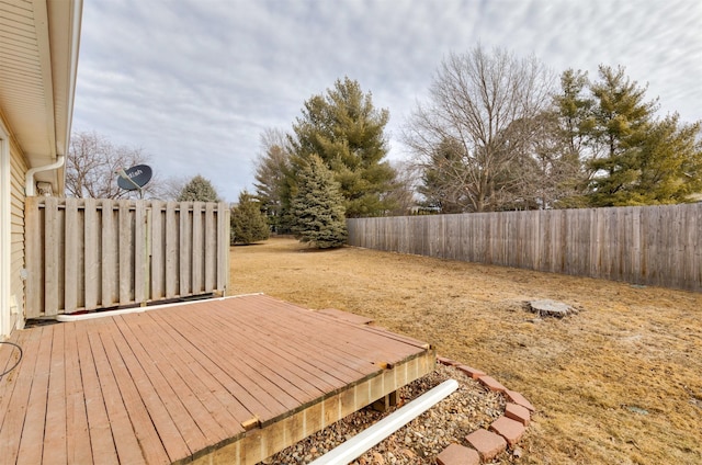 deck with a fenced backyard