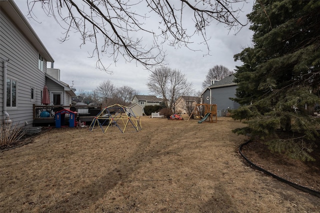 view of yard with a playground