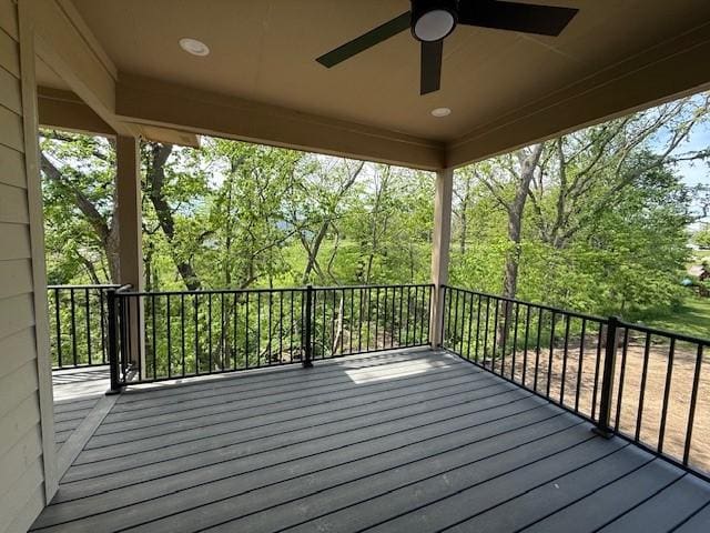 570 El Dorado Ct, Waukee, IA 50263 - wooden deck featuring a ceiling fan