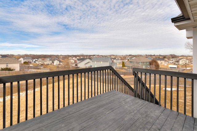 deck with a residential view