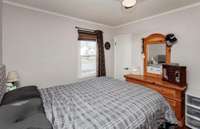 bedroom with ornamental molding