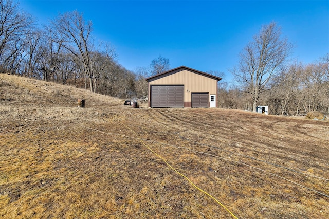 view of detached garage