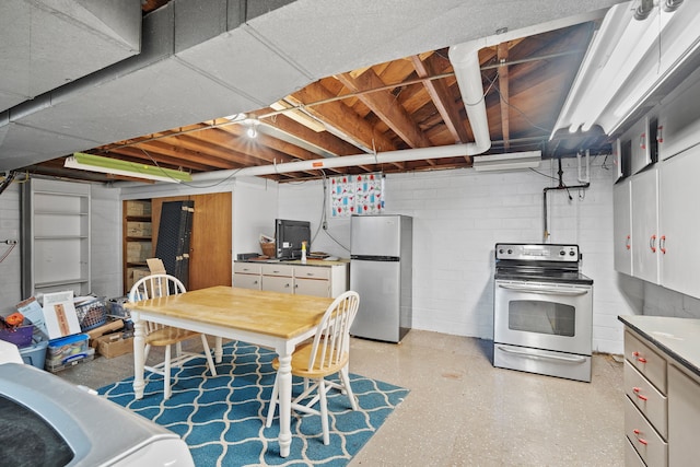 interior space with appliances with stainless steel finishes