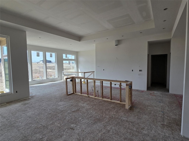 empty room with a tray ceiling