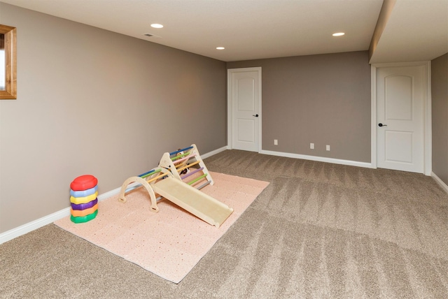 14201 Brookview Dr, Urbandale, IA 50323 - game room featuring carpet floors, baseboards, and recessed lighting