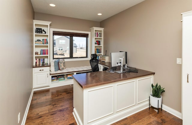 14201 Brookview Dr, Urbandale, IA 50323 - office space featuring dark wood-type flooring, baseboards, and recessed lighting
