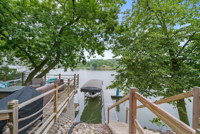 view of dock featuring a water view