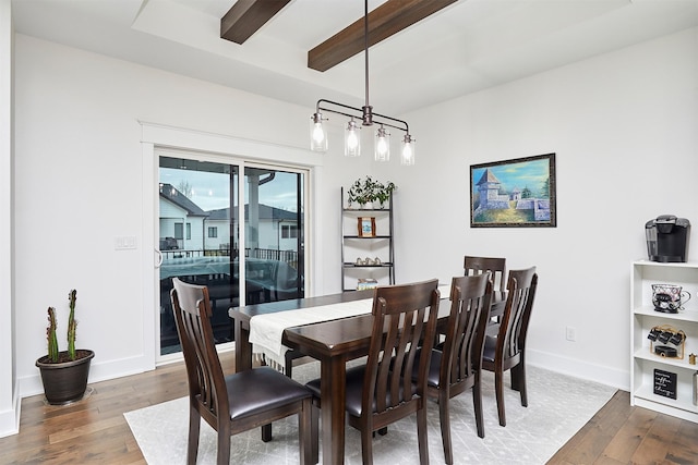 5021 148th Cir, Urbandale, IA 50323 - dining area with hardwood / wood-style flooring and beamed ceiling