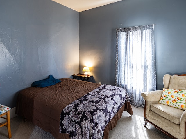 bedroom featuring carpet flooring and multiple windows