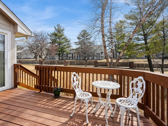 wooden deck with fence and a residential view