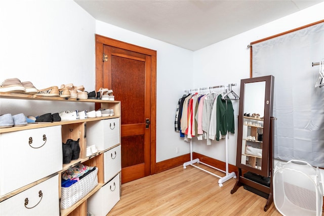 spacious closet with light wood-type flooring