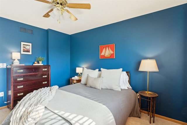 365 Williamson Ct, Pleasant Hill, IA 50327 - bedroom featuring baseboards, visible vents, carpet, and ceiling fan