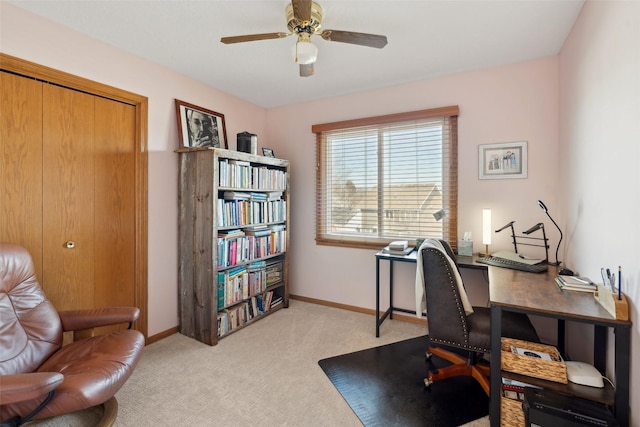365 Williamson Ct, Pleasant Hill, IA 50327 - office space featuring light colored carpet, ceiling fan, and baseboards