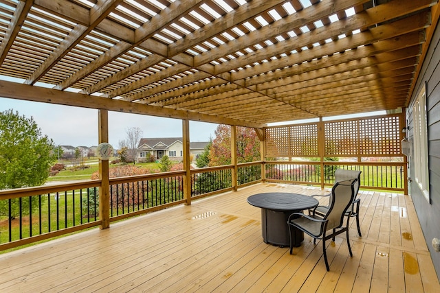 wooden terrace with a pergola