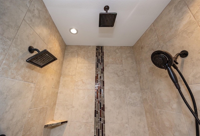 room details with a tile shower