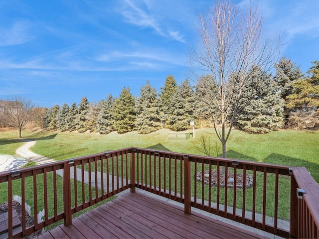 deck featuring a lawn