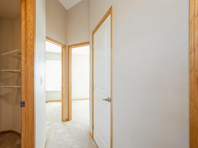 corridor with carpet and baseboards