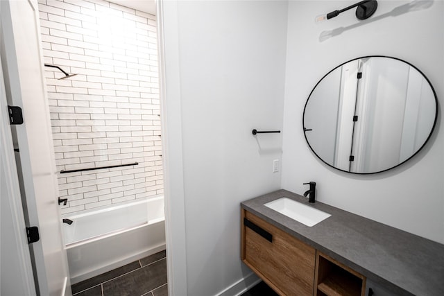 bathroom with bathtub / shower combination and vanity