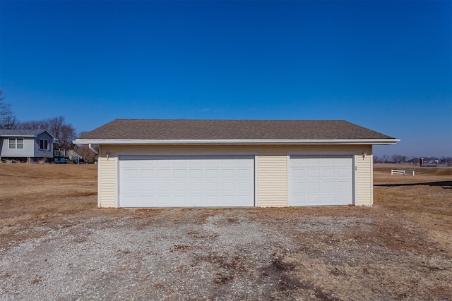 view of detached garage