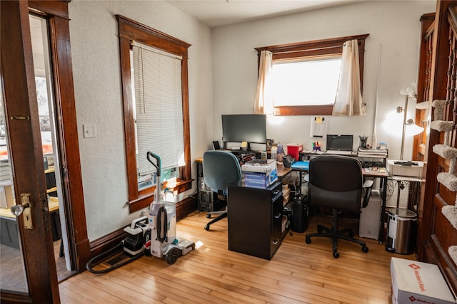 home office featuring hardwood / wood-style flooring