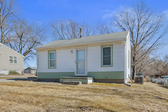 view of front of property featuring central air condition unit