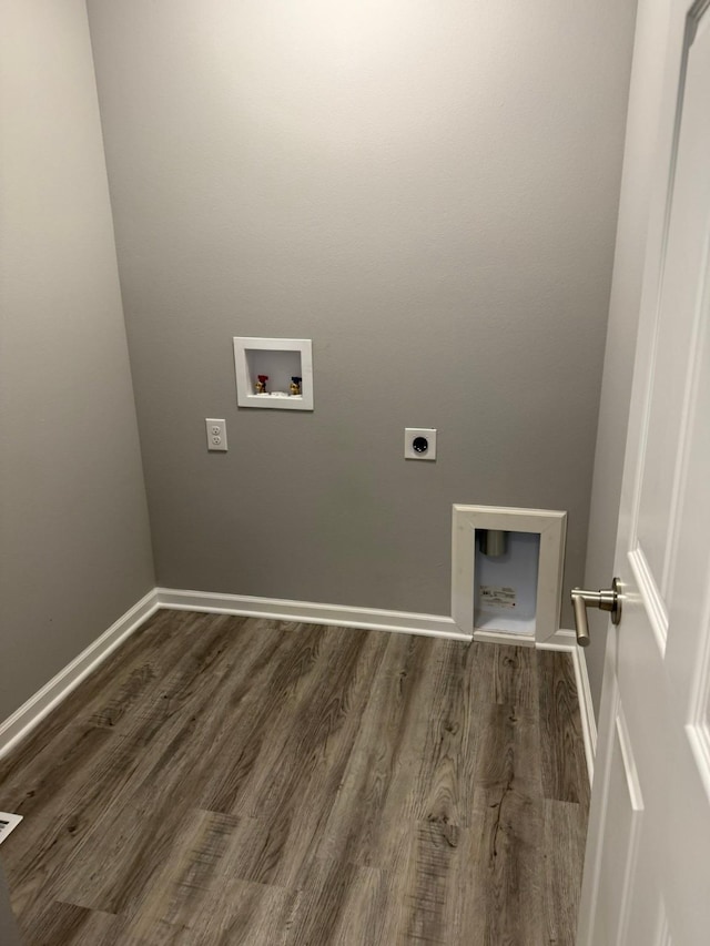 laundry room featuring washer hookup, laundry area, electric dryer hookup, and wood finished floors