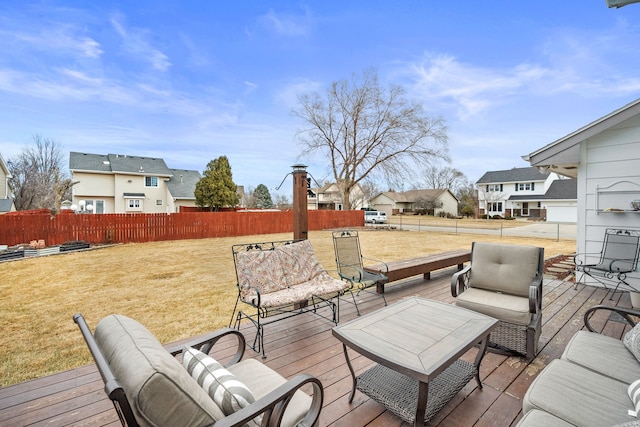 8001 Brookview Dr, Urbandale, IA 50322 - wooden terrace with a residential view and outdoor lounge area