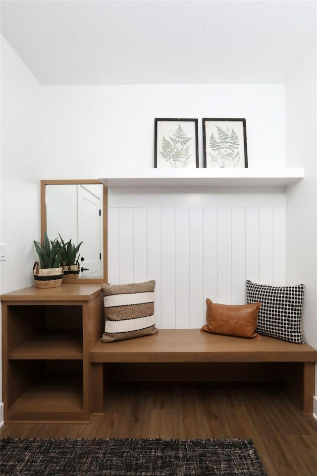 mudroom with wood finished floors