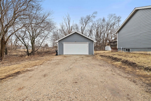 view of detached garage